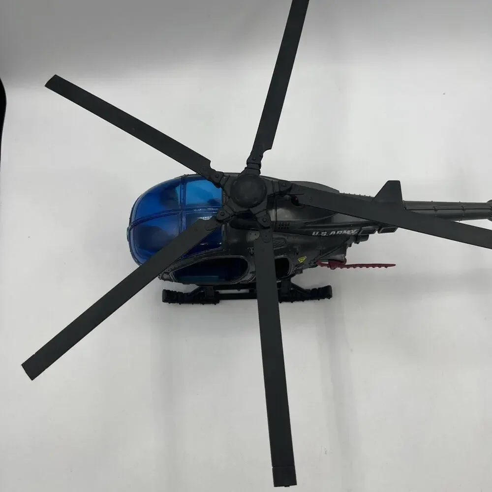 US Army Military Toy Helicopter Gray Blue Black w/ Blue Canopy Adjustable Blades
